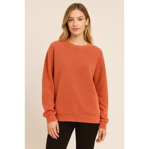 Vintage lands end slub Knit henley womens orange fall color sz S pullover Flaw +